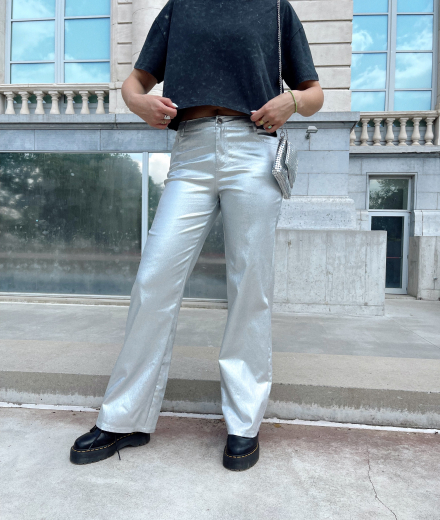 Pantalon métallisé WILLOW gris