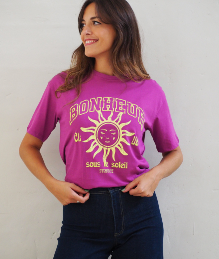 T-shirt BONHEUR mauve