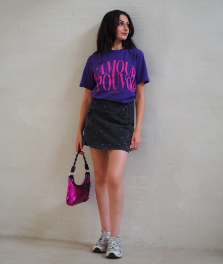 T-shirt AMOUR POUVOIR mauve