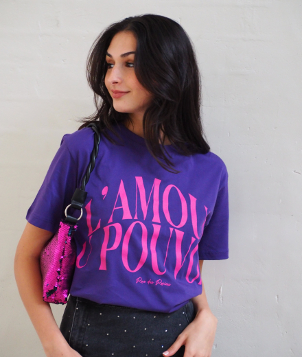 T-shirt AMOUR POUVOIR mauve