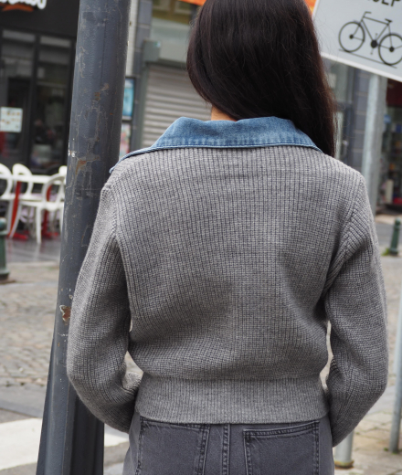 Gilet LEON jeans/gris