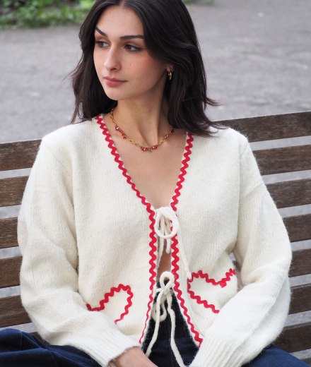 Cardigan SIENA beige/rouge