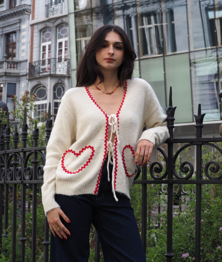 Cardigan SIENA beige/rouge