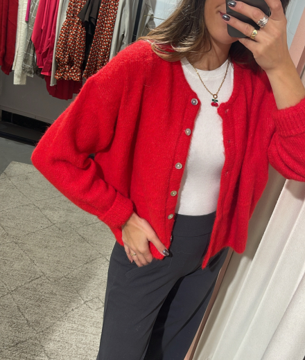 Cardigan CLEMENCE rouge cerise