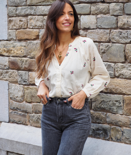 Blouse HEIDI beige à fleurs